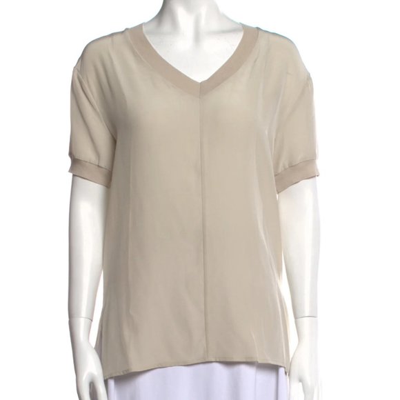 NWT Falconeri Designer Silk Off-White V-Neck Top, Size S - Picture 1 of 8